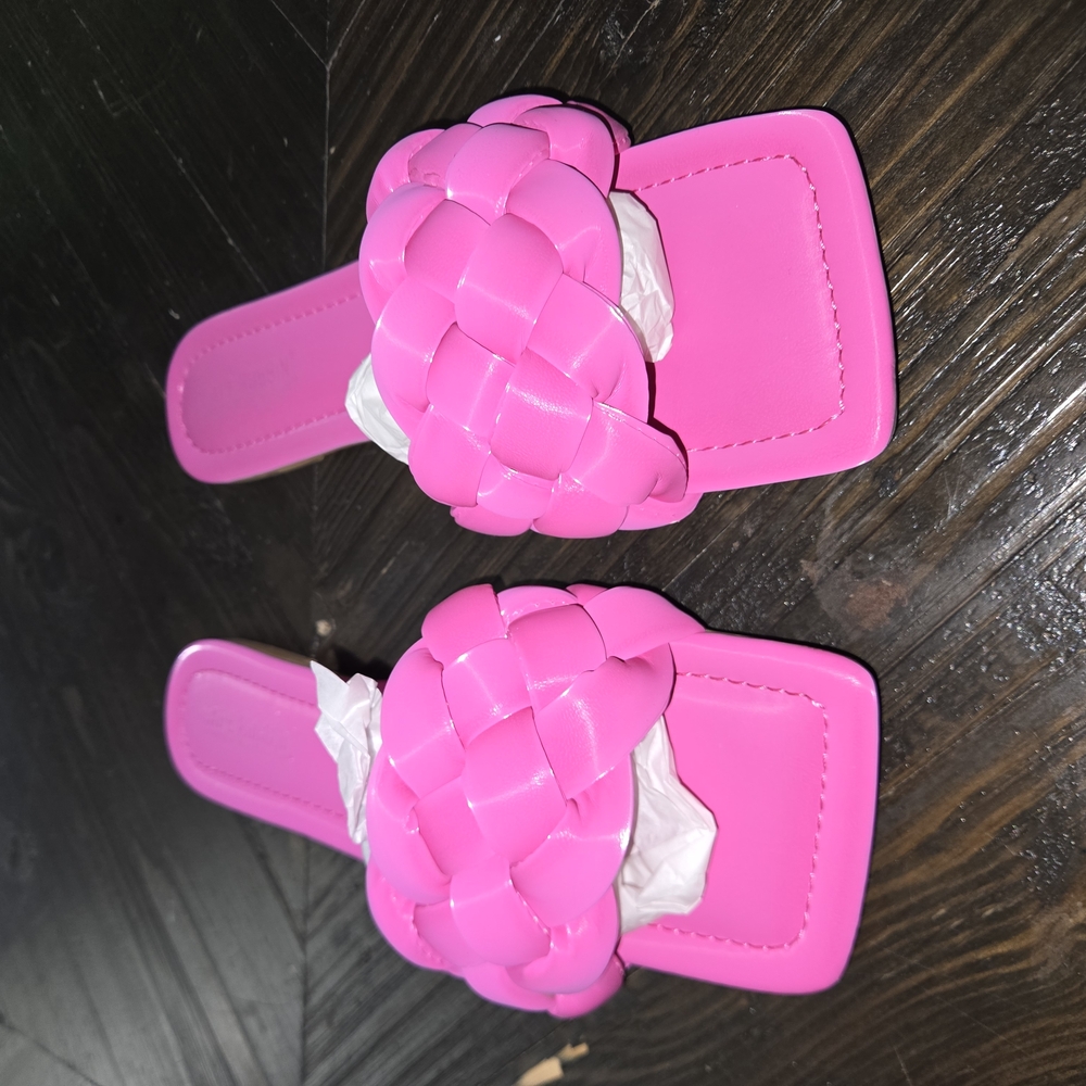 Pink Braided Slide Sandals
